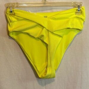 AA-374 Aerie NWT High Cut Cheeky Yellow‎ Summer Swim Bikini Bottoms Size L